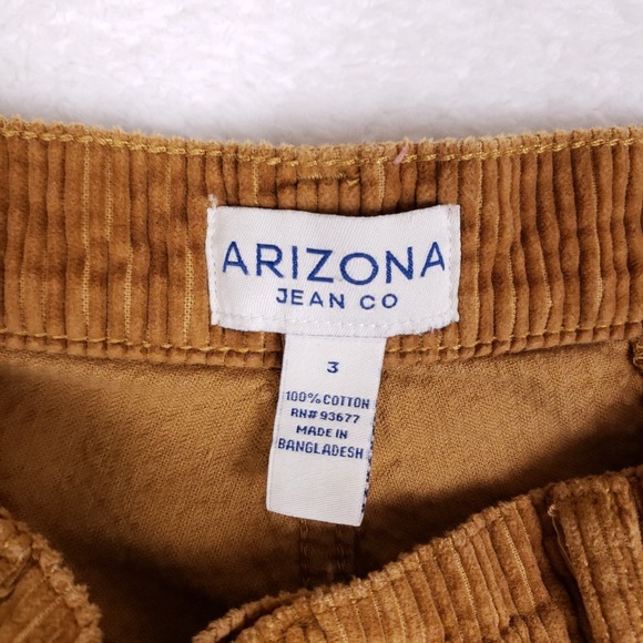 Arizona Cargo Pants 3 High Waisted Wide Leg Tan Corduroy Utility Retro Skater - Picture 7 of 9